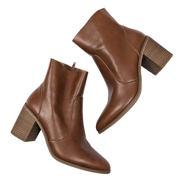 Faux Leather Booties Chestnut - Picture 1 of 9